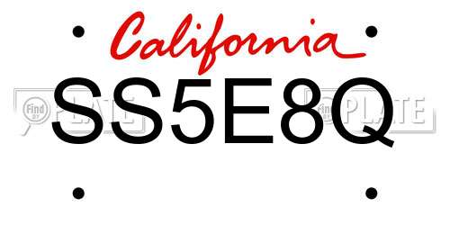 SS5E8Q California License Plate