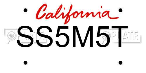SS5M5T California License Plate