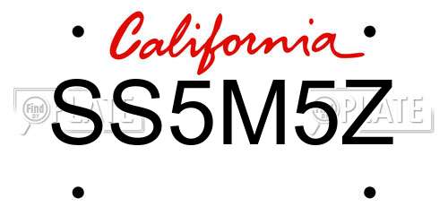 SS5M5Z California License Plate