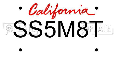 SS5M8T California License Plate