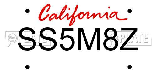 SS5M8Z California License Plate