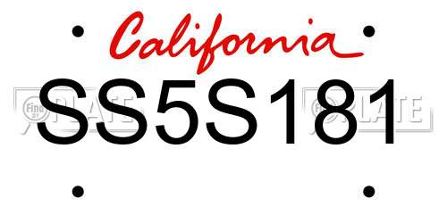 SS5S181 California License Plate