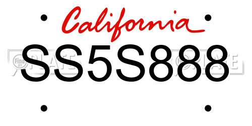 SS5S888 California License Plate