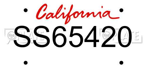 SS65420 California License Plate