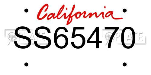 SS65470 California License Plate