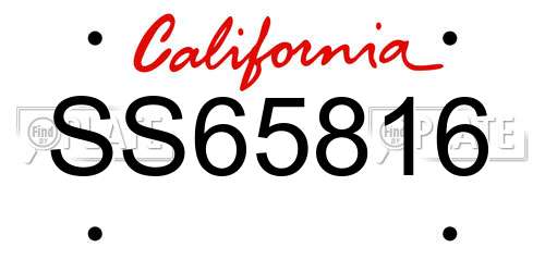 SS65816 California License Plate