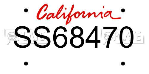 SS68470 California License Plate