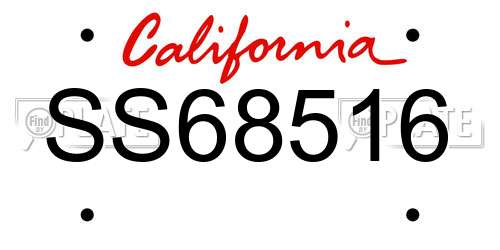 SS68516 California License Plate