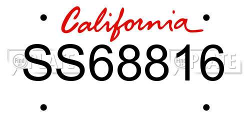 SS68816 California License Plate