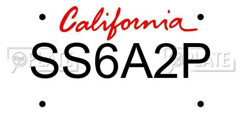 SS6A2P California License Plate