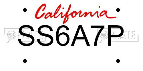 SS6A7P California License Plate