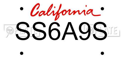 SS6A9S California License Plate