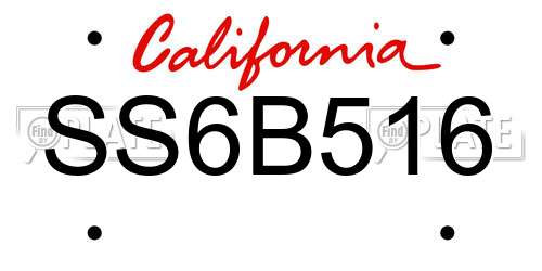 SS6B516 California License Plate