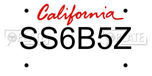 SS6B5Z California License Plate