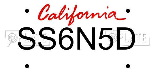 SS6N5D California License Plate