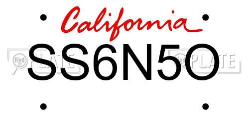 SS6N5O California License Plate