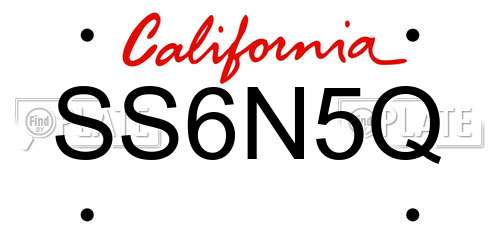 SS6N5Q California License Plate
