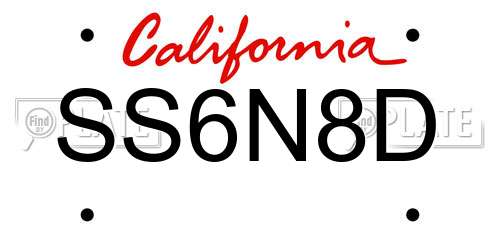 SS6N8D California License Plate