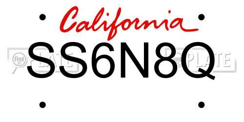 SS6N8Q California License Plate