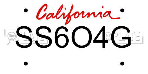 SS6O4G California License Plate