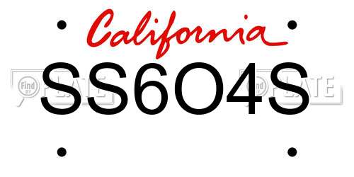 SS6O4S California License Plate