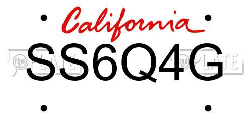SS6Q4G California License Plate