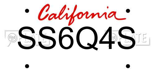 SS6Q4S California License Plate