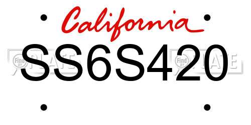 SS6S420 California License Plate