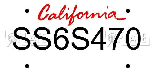 SS6S470 California License Plate