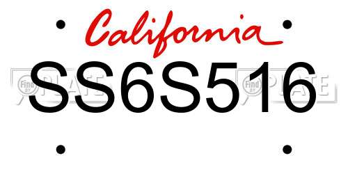 SS6S516 California License Plate