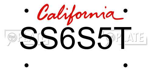 SS6S5T California License Plate