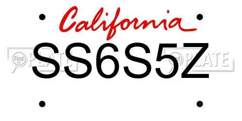 SS6S5Z California License Plate