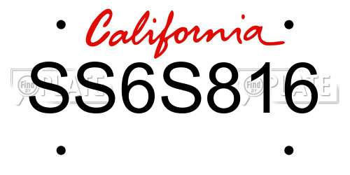SS6S816 California License Plate