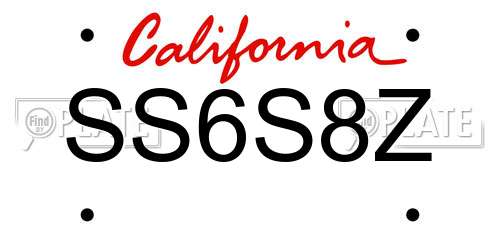 SS6S8Z California License Plate