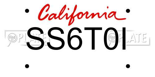 SS6T0I California License Plate