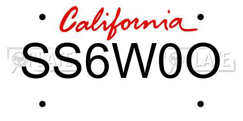 SS6W0O California License Plate
