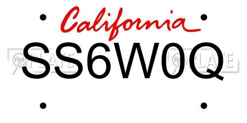 SS6W0Q California License Plate