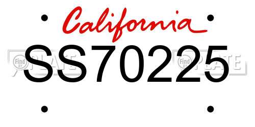 SS70225 California License Plate