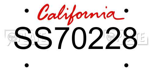 SS70228 California License Plate