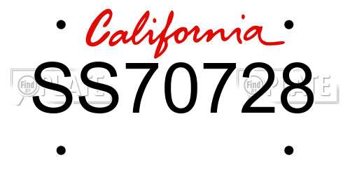 SS70728 California License Plate