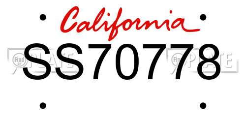 SS70778 California License Plate