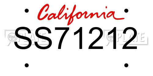 SS71212 California License Plate