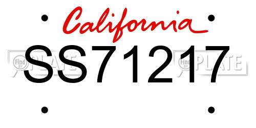 SS71217 California License Plate