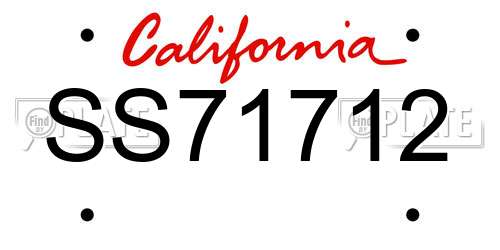 SS71712 California License Plate