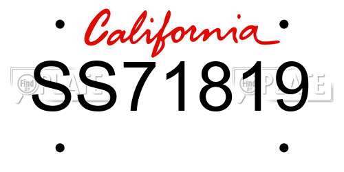 SS71819 California License Plate