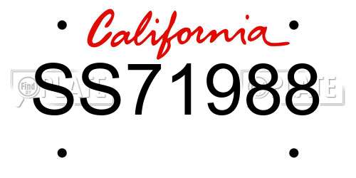 SS71988 California License Plate