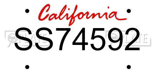 SS74592 California License Plate
