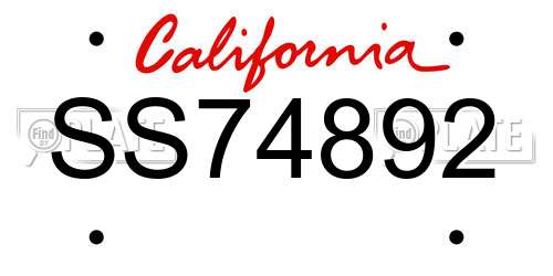 SS74892 California License Plate