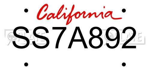 SS7A892 California License Plate