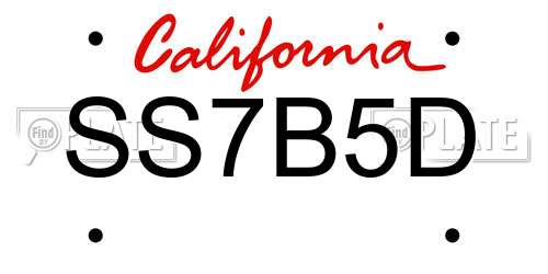 SS7B5D California License Plate
